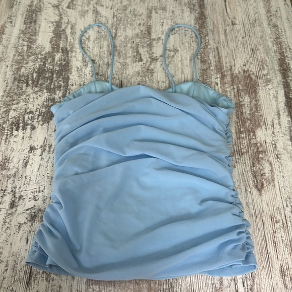 Shein Light Blue Ruched Tank Top - Picture 8 of 9